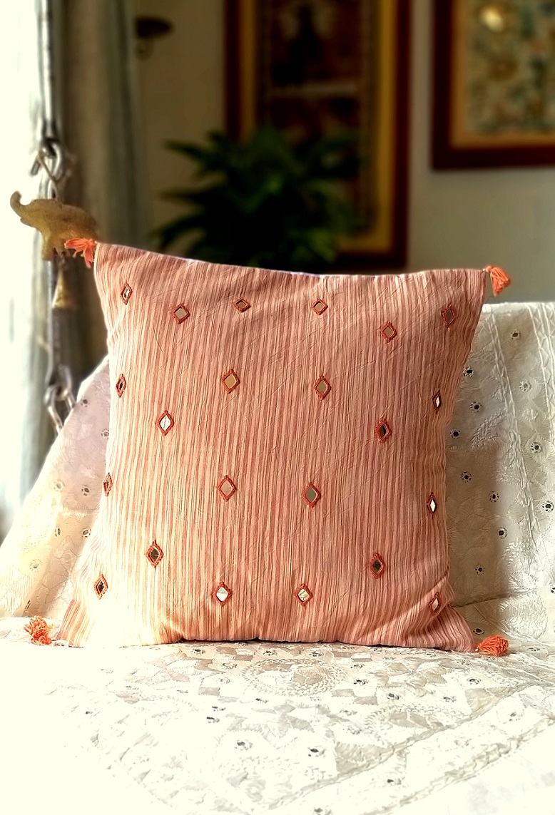 Pink Handwoven Abla Cushion Cover